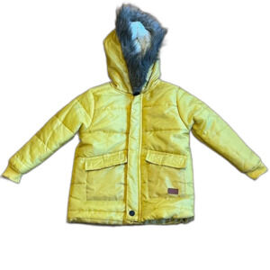 7 for All Mankind Children’s Yellow Faux Fur Trimmed Sherpa Puffer Jacket Sz 3T